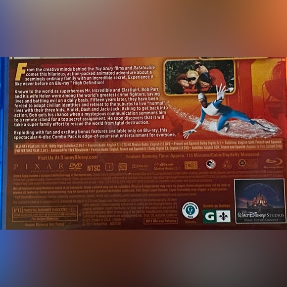 The Incredibles (2 Blu-Ray+DVD, 2011, 4-Disc Set, Includes Digital Copy)(Disney) - Picture 5 of 15